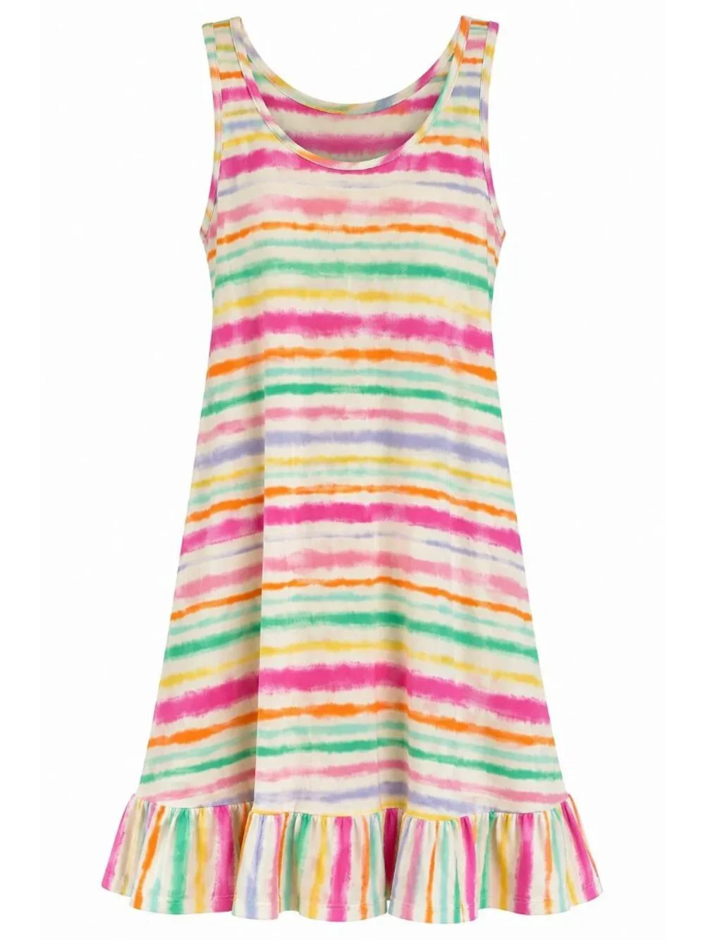 NWT Cuddl Duds Cotton Blend Sleeveless Short Sleep Chemise Sz L Ruffle Stripe